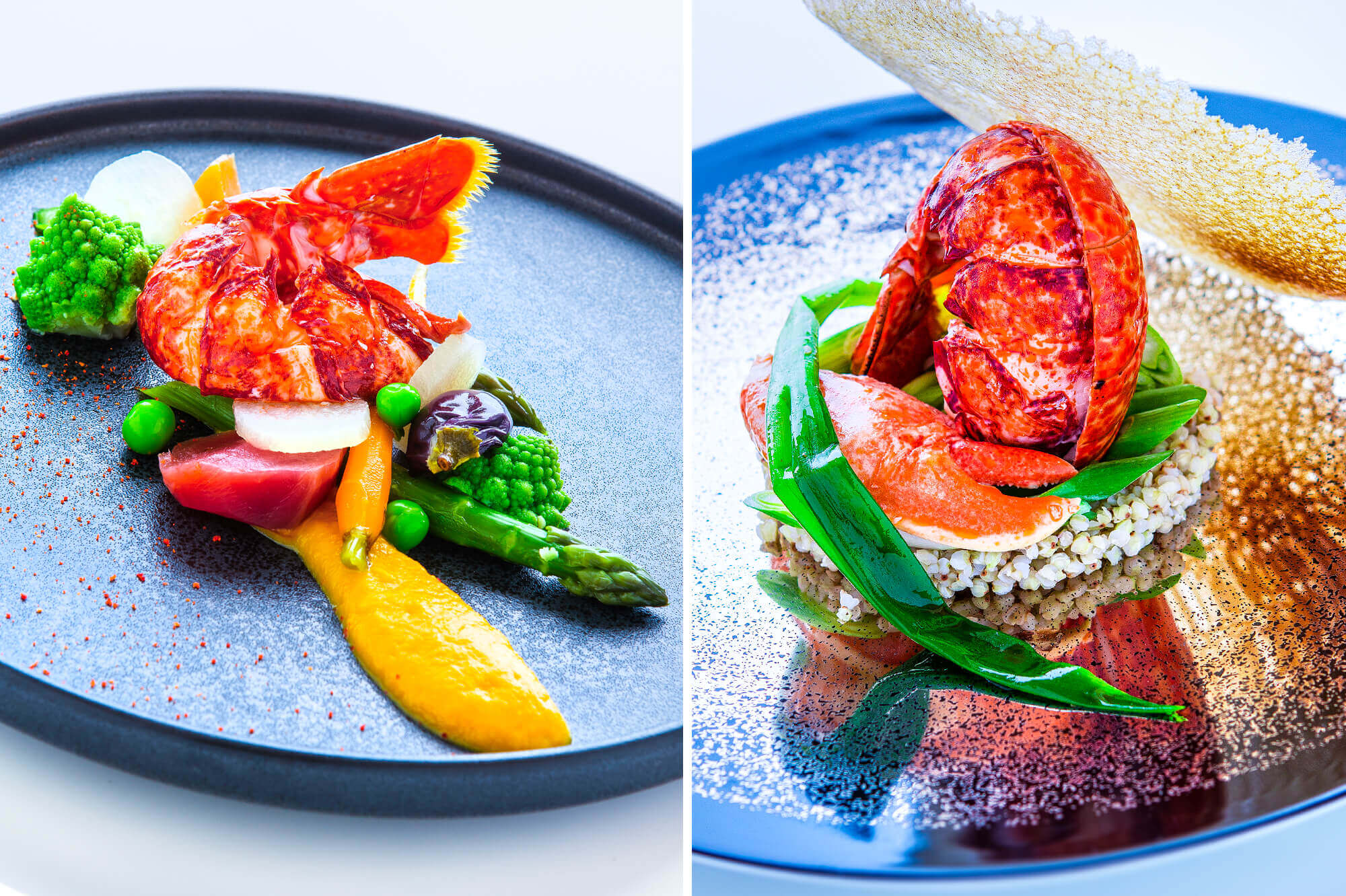 photo de homard cuisiné de Serge Adam, chef du restaurant Le Grand Largue à Port-Navalo par Antoine Duchene photographe