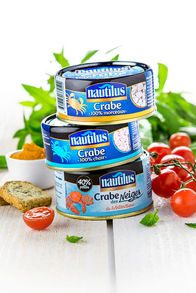 Photographe culinaire antoine duchene photographe pour les conserves de crabes Nautilus Food