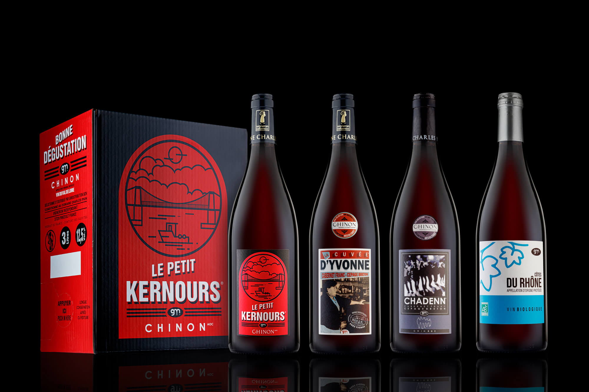 photo de packshot réalisé en studio pour une gamme de vin par Antoine Duchene photographe